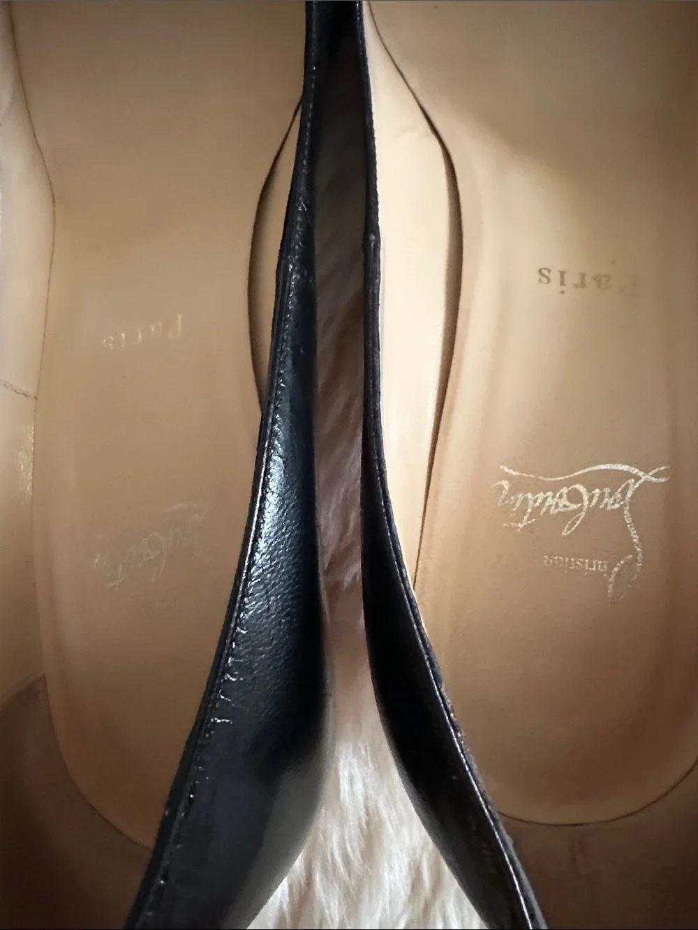 Christian Louboutin Black Leather Pumps with Red Soles